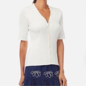 Karen Kane Cream Ribbed Short Sleeve Cardigan - NWT